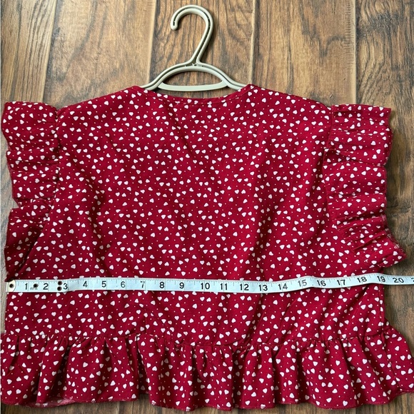 SHEIN Burgundy Heart Pattern Blouse - Picture 6 of 6